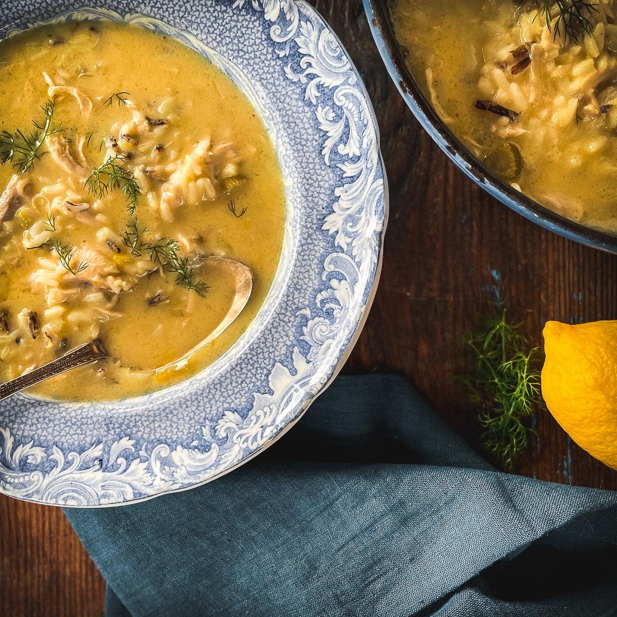 Traditional Greek Lemon Chicken Soup (Kotosoupa Avgolemono)
