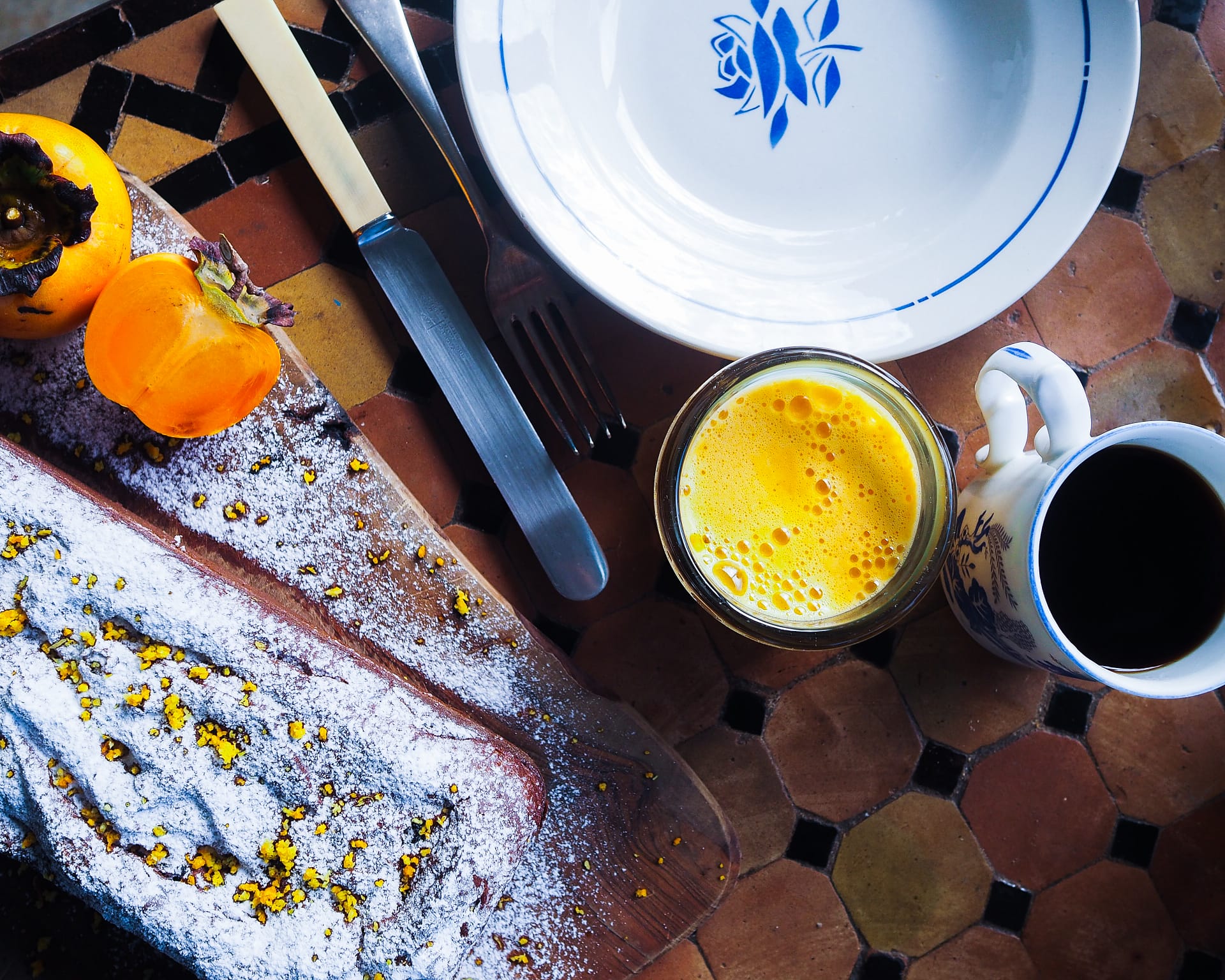 Enjoy your Persimmon Breakfast Cake with some coffee or orange juice.