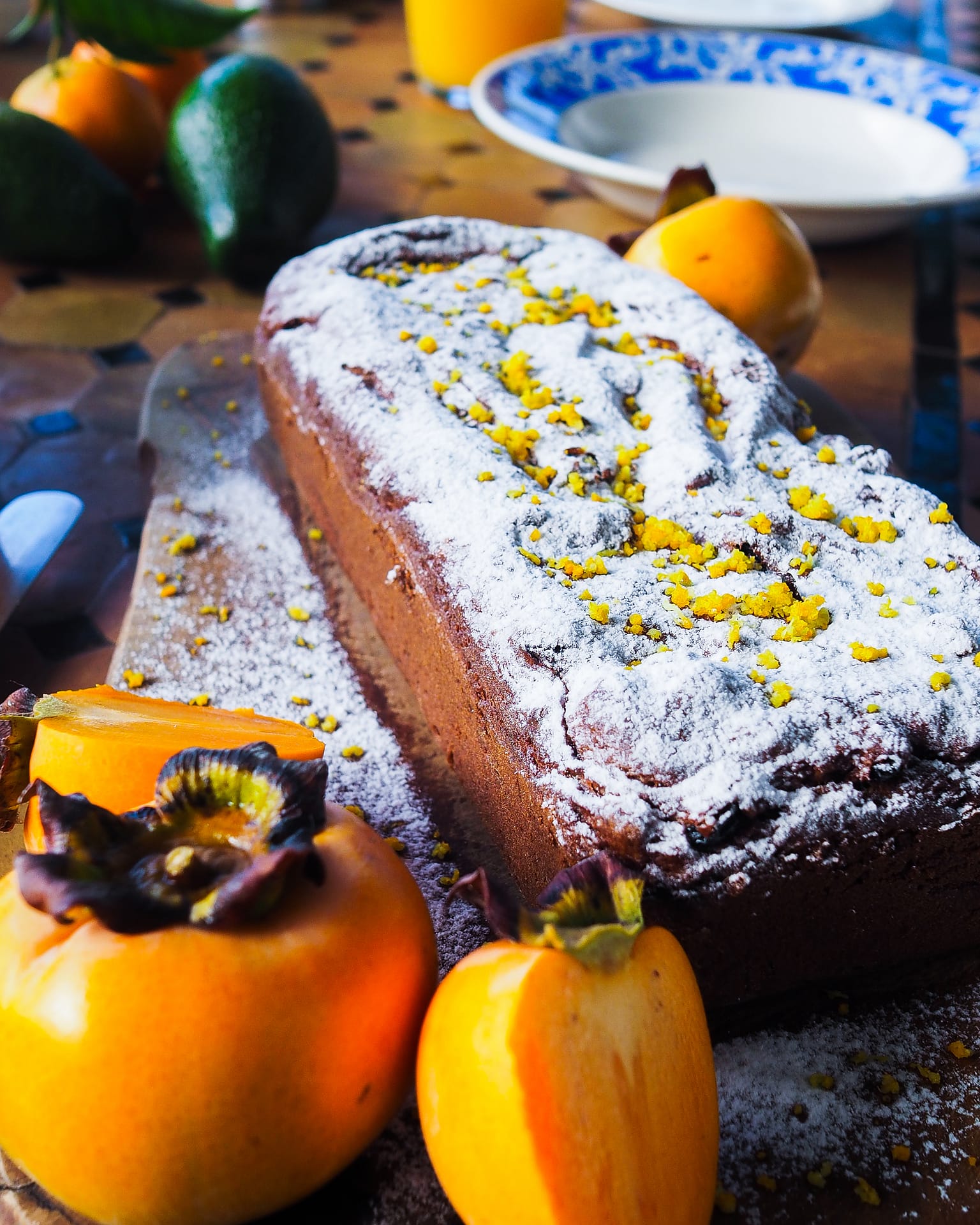 Finish the top of your Persimmon Breakfast Cake with