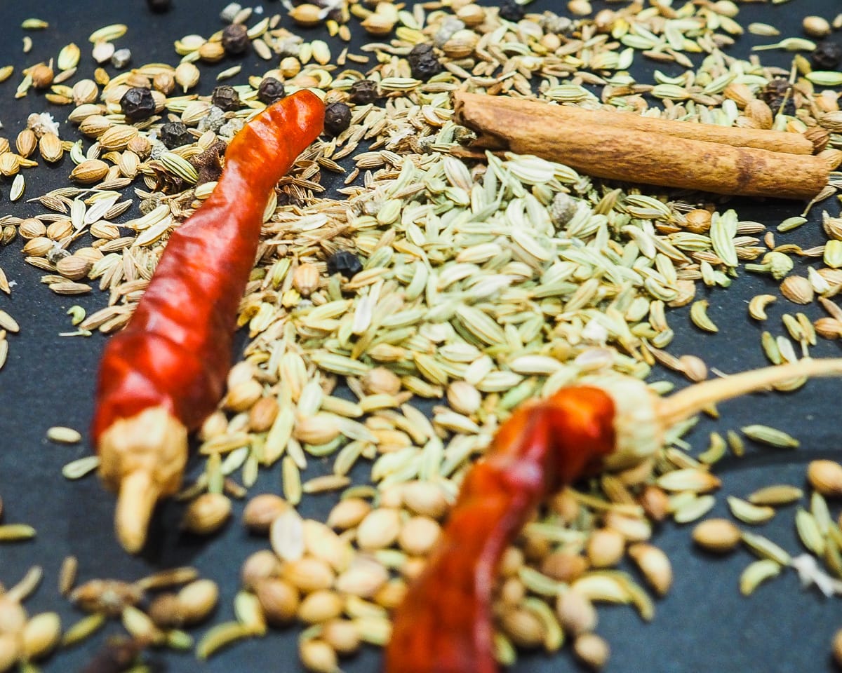 Roasting spices for Chicken Chettinad Curry