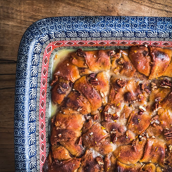 Tear and share coffee cake with a  orange infused butter glaze.